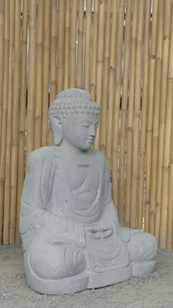 Product image 5 of the product “Seated Japanese Buddha made of Riverstone in Dhyana position - gesture of meditation, H. 99cm ”